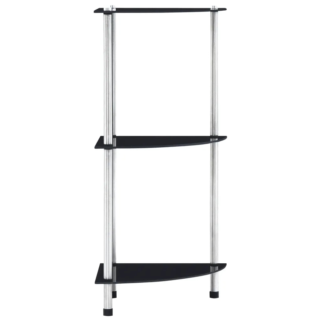 Scaffale a 3 Livelli Nero 30x30x67 cm in Vetro Temperato 249519