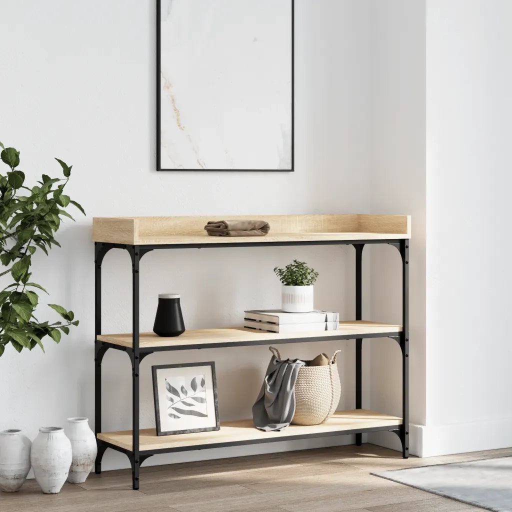 Tavolino Consolle | Tavolo d'Ingresso con Ripiani Rovere Sonoma 100x30x80 cm