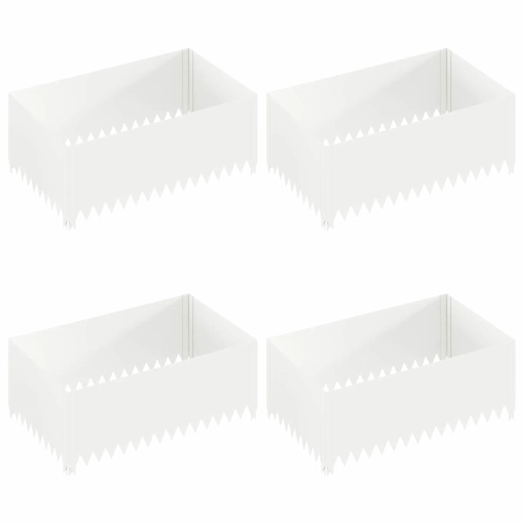 Bordura per Prato 4 pz 100 x 60 x 35 cm Acciaio Bianco 8008948