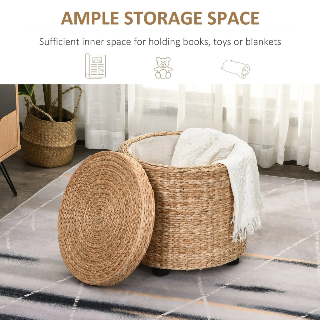 Pouf Contenitore Tondo Ø43x43 cm in Rattan Cachi