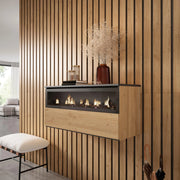 Caminetto elettrico LED, 102x35x45cm, 1 apertura, 1 porta, da appendere, colore Rovere e nero RF2320
