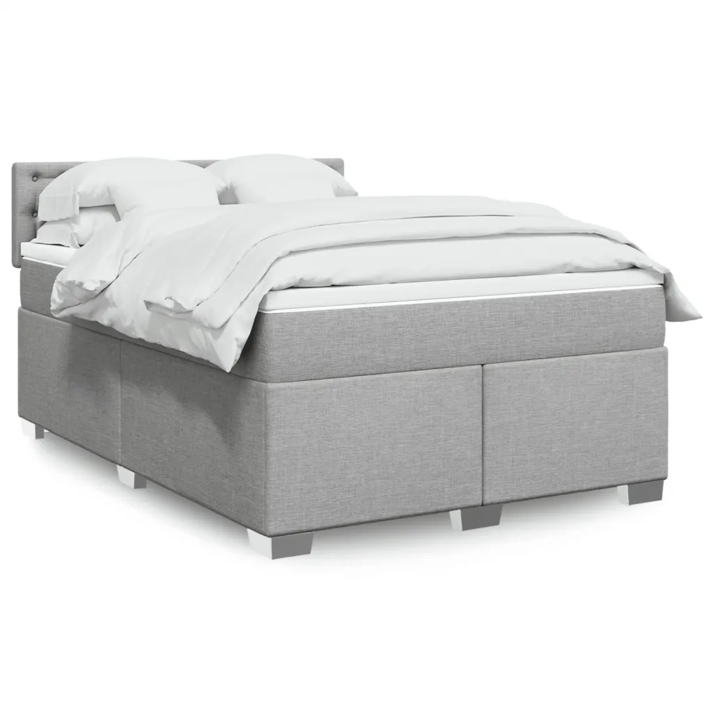 Giroletto a Molle con Materasso Grigio Chiaro 160x200cm Tessuto