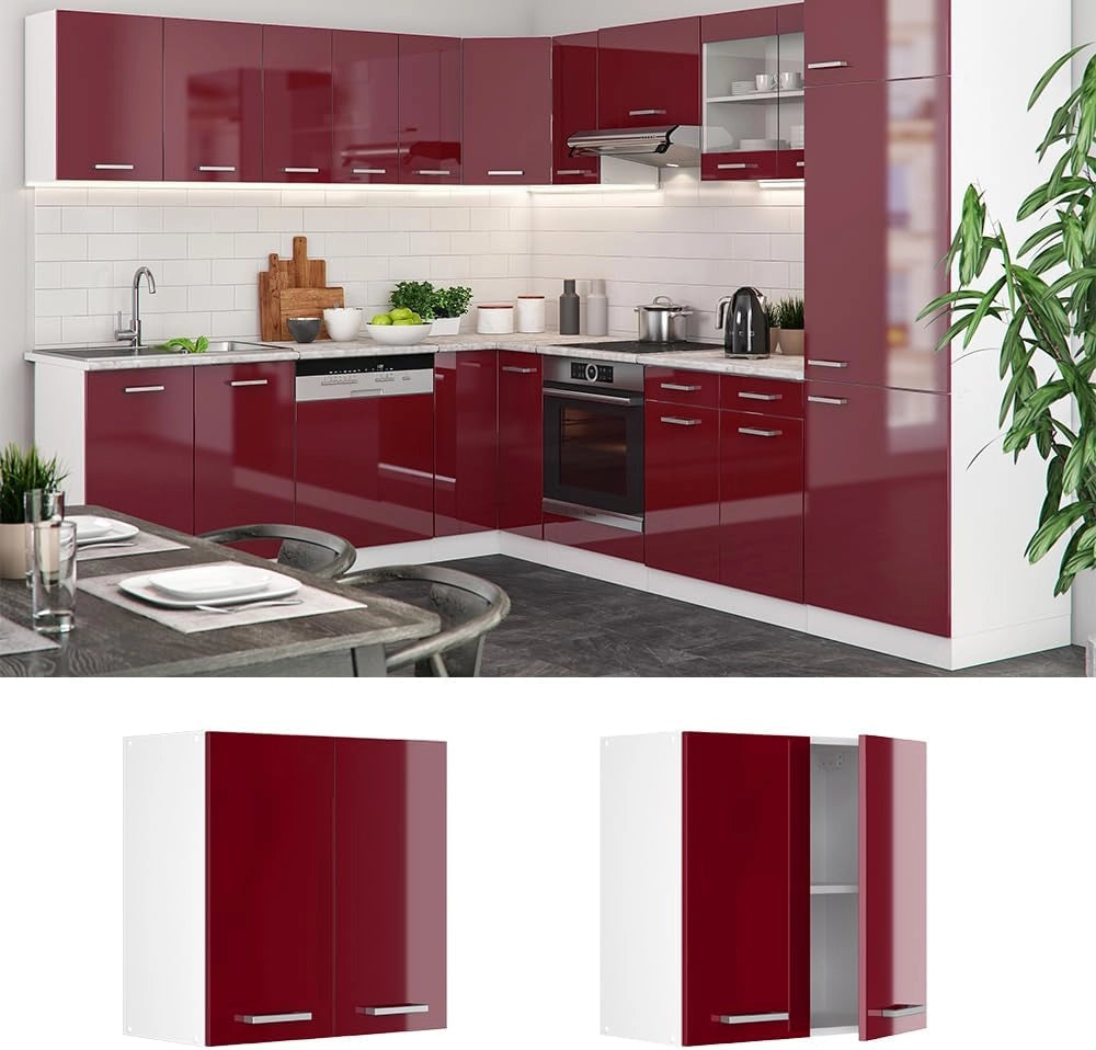 Pensile da cucina R-Line, Rosso lucido, 60 cm, per la libera combinazione all'interno di sistemi cucina modulari