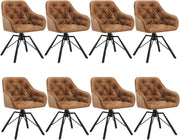 Set di 8 Sedie per Sala da Pranzo Girevoli a 360°, Sedie da Cucina Imbottite con Gambe in Metallo, Poltroncine in PU per Camera da Letto, Soggiorno, Ufficio, Marrone chiaro EZS61hbr-8