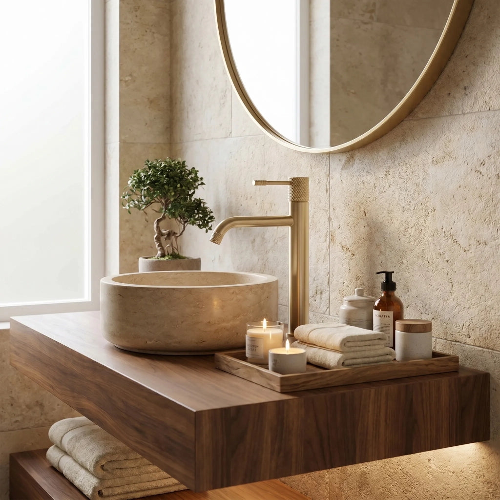 Rubinetto Da Lavabo Rea Venti Brush Gold High