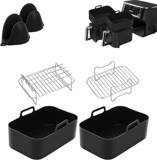 Impasto per griglia con spiedini di kebab - 2 contenitori in silicone per Airfryer - 2 stecchi - compatibile con Airfryer, contenitore in silicone per Airfryer