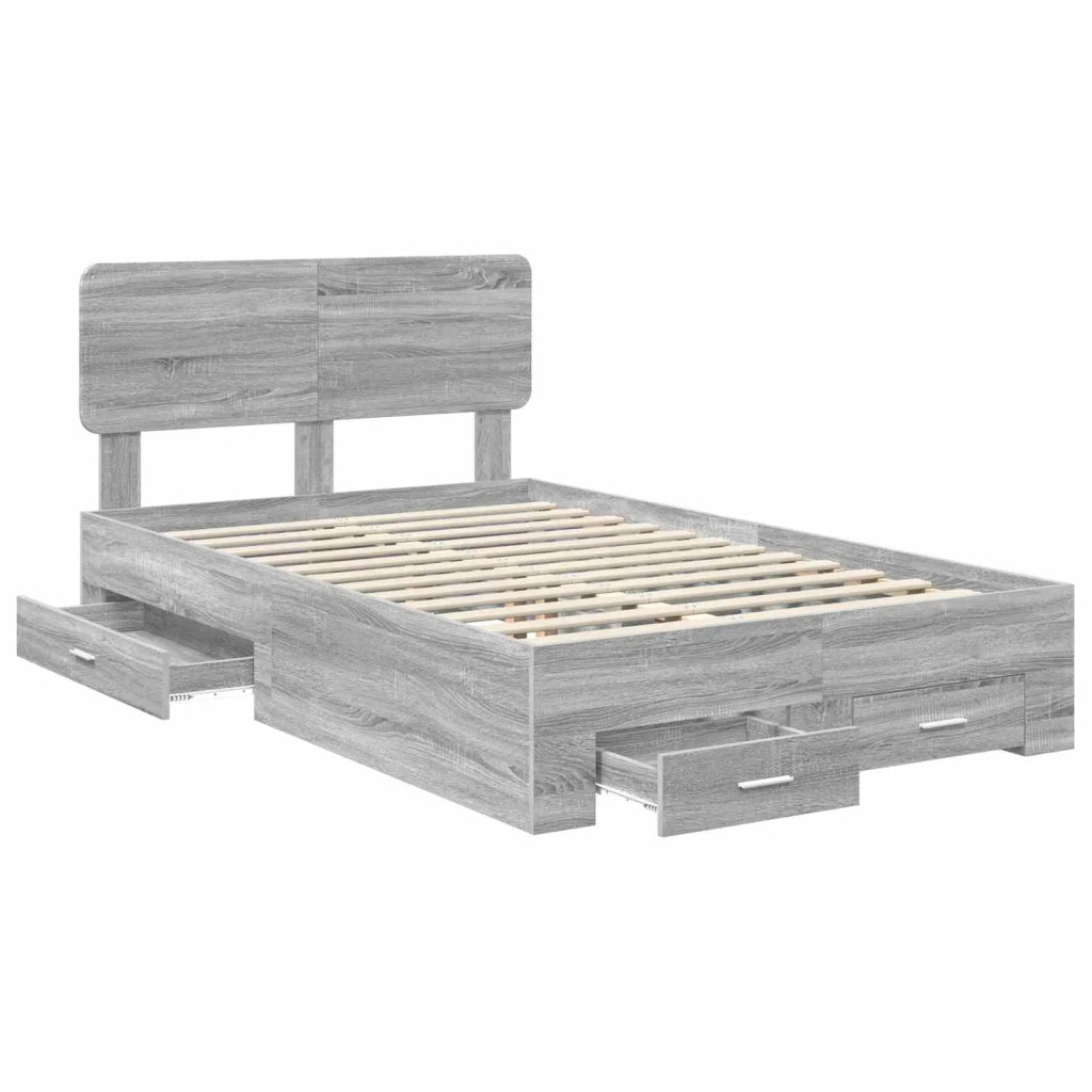 Struttura del letto con testiera Grigio Sonoma 135 x 190 cm 3412387