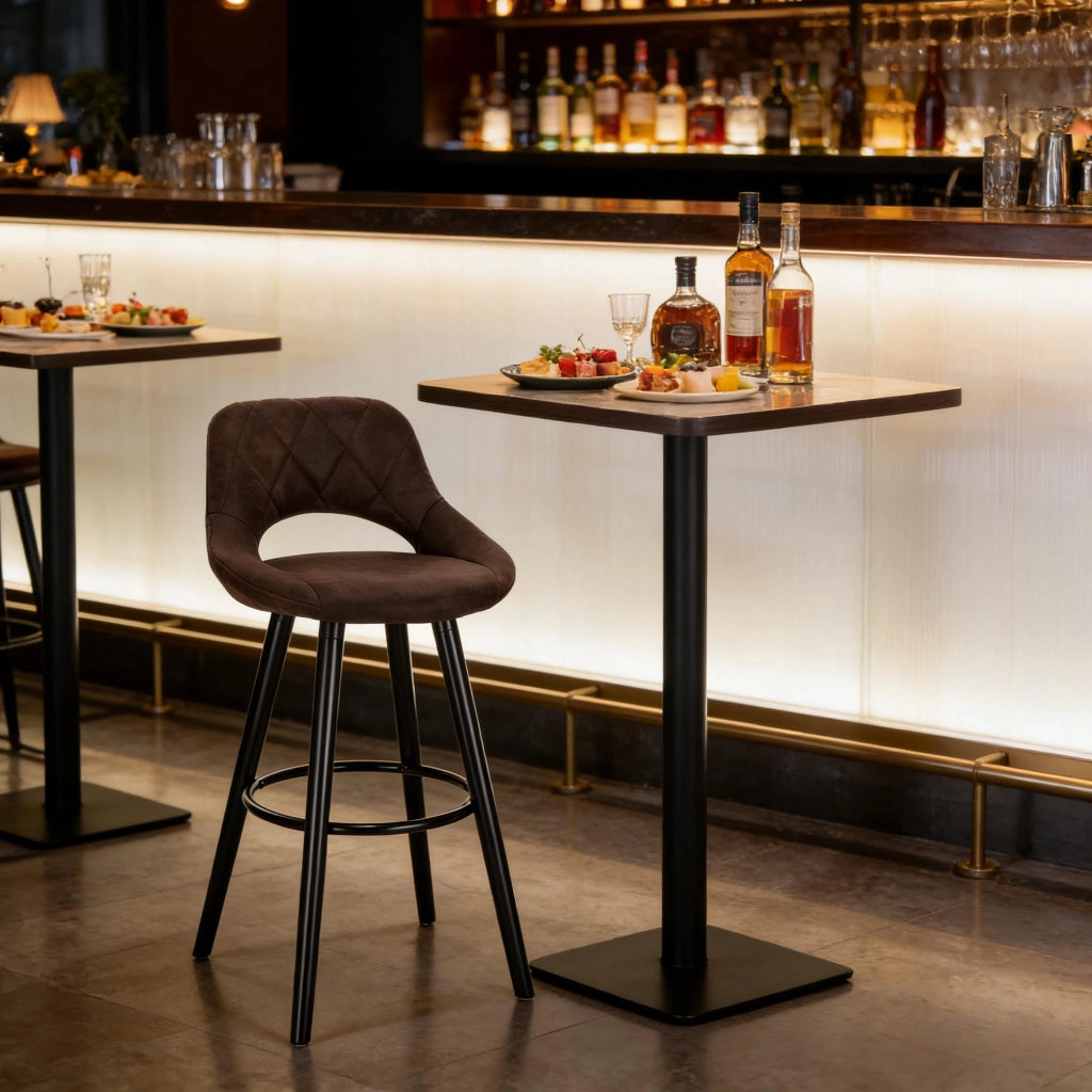 SGABELLO DA BAR 91 cm Legno massello e tessuto Marrone scuro