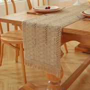 Tavolo da pranzo in stile boemiano con pennelli - tavolo da pranzo con tessuto in rilievo - tavolo da pranzo con tovaglia da tavolo in stile rustico - adatto per la tavola da pranzo in primavera, arredamento da soggiorno - 30x200cm