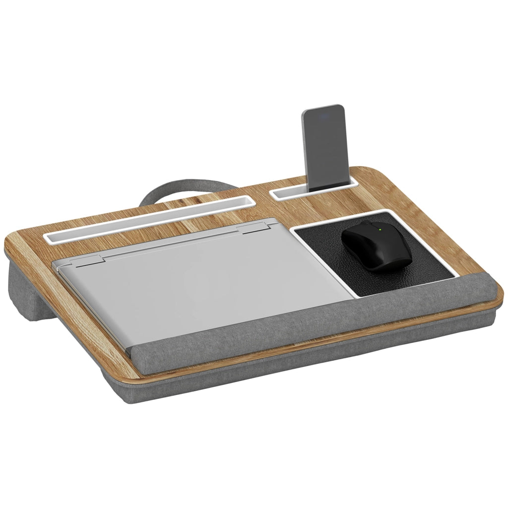 Supporto per Laptop con Cuscino e Ripiano per Mouse ¨C Zephmum ¨C Legno di Quercia