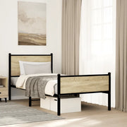 vidaXL Giroletto senza Materaso in Metallo Rovere Sonoma 90x190 cm