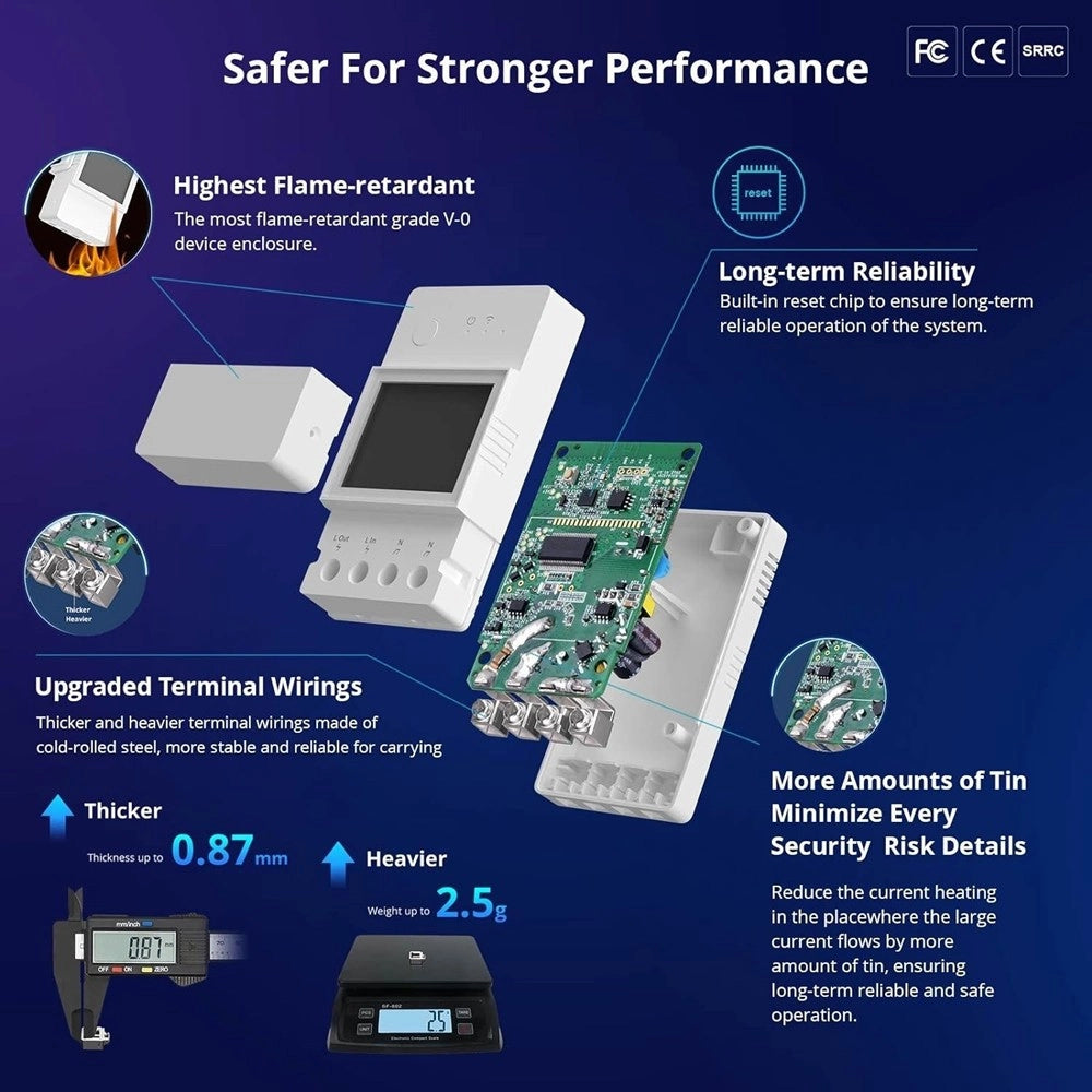 Trade Shop - Interruttore Intelligente élite 16a Wifi Misura Consumo Elettrico Sonoff Powr316d -
