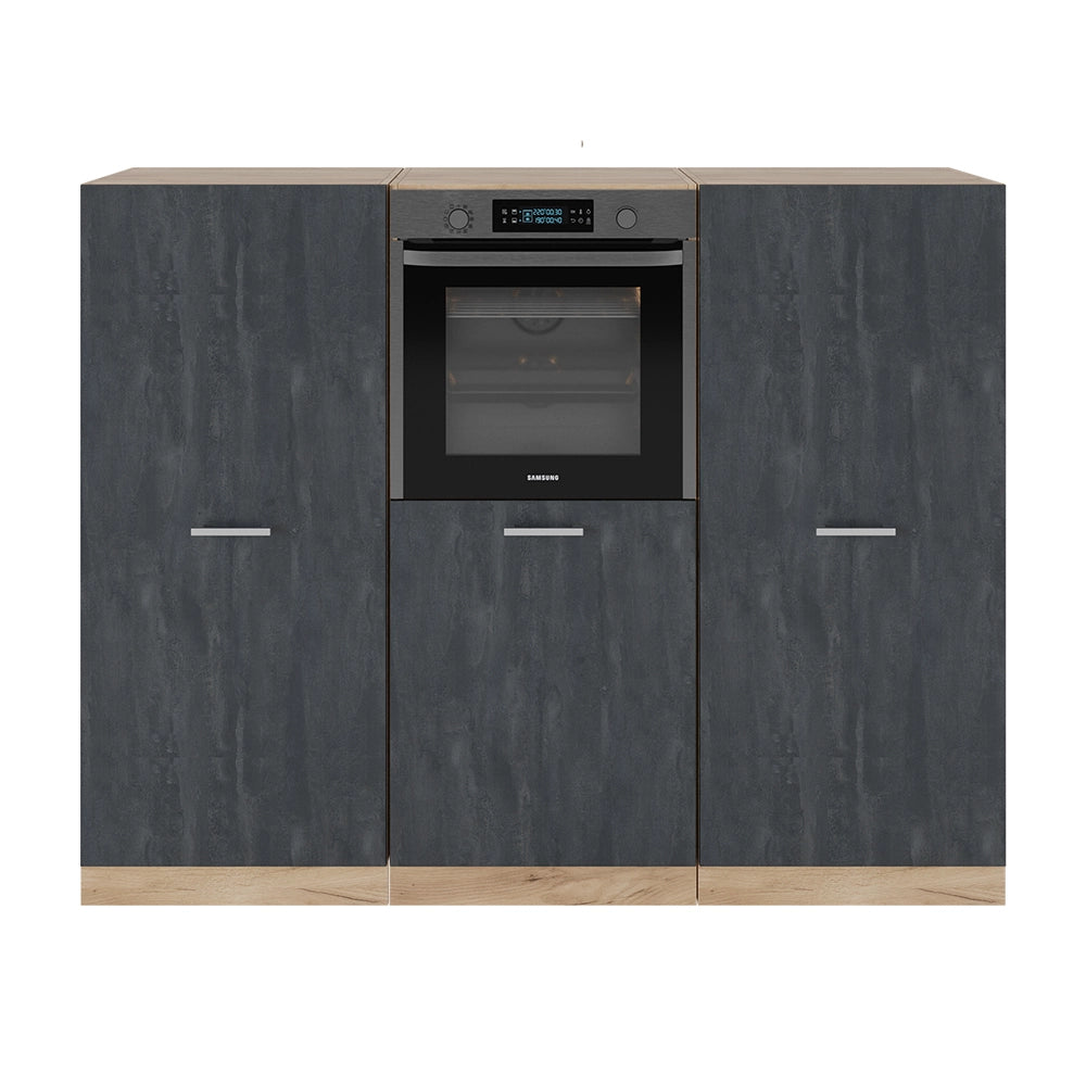 Vicco Cucine componibili piccole Calcestruzzo nero/quercia dorata 180 cm Senza piano di lavoro