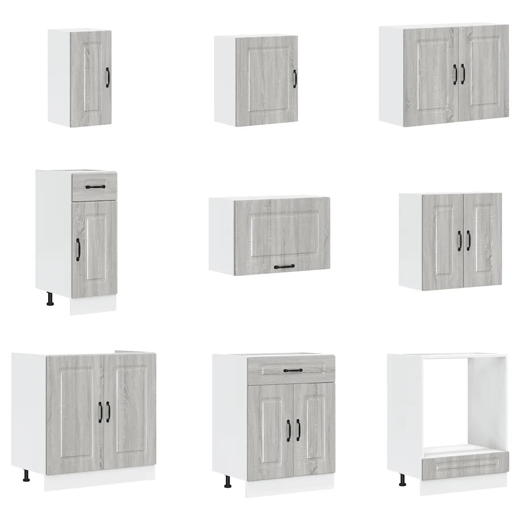 Set Mobili da Cucina 14 pz Lucca Grigio Sonoma in Truciolato 3314987