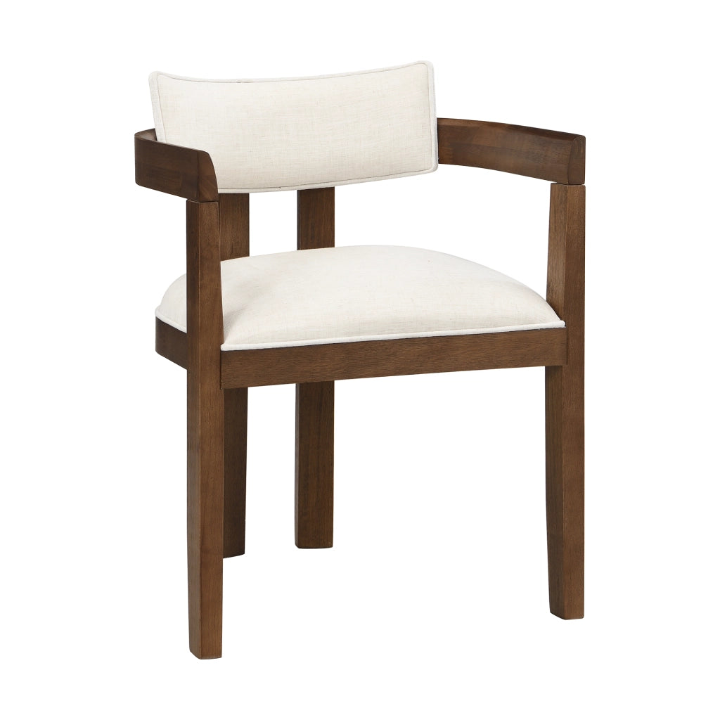 Sedie da Pranzo in Legno Massello ¨C Xylo ¨C Tessuto Lino, Stile Moderno, Noce, Set 4 Pezzi