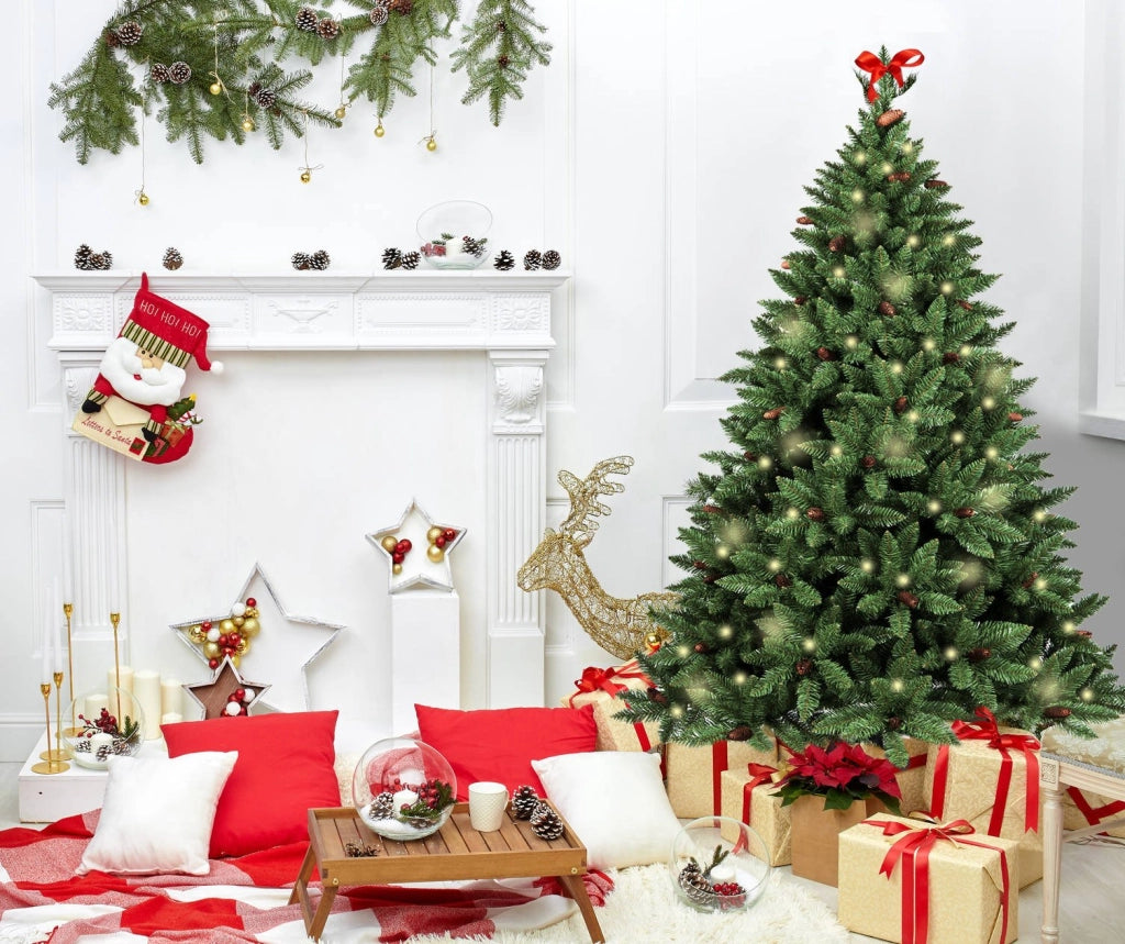 Albero di Natale Lapland, Albero artificiale extra folto, Albero effetto reale in PVC con Pigne incluse, 362 rami, Altezza cm 120