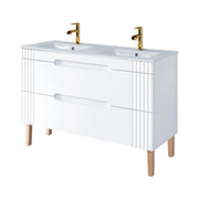 Set da bagno FIDJI: mobile sotto lavabo 120cm + doppio lavabo da incasso + 2 sifoni + piedi