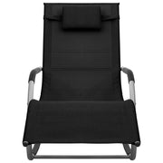 Lettino Prendisole in Textilene Nero e Grigio 310505