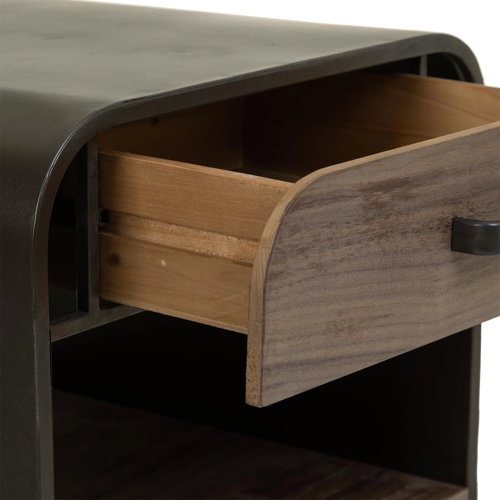 Tavolino in metallo e legno nero 50x52x56h cm