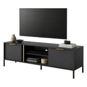 Kaleka, Mobile Porta tv 2 Ripiani, 153x40x53h cm Nero