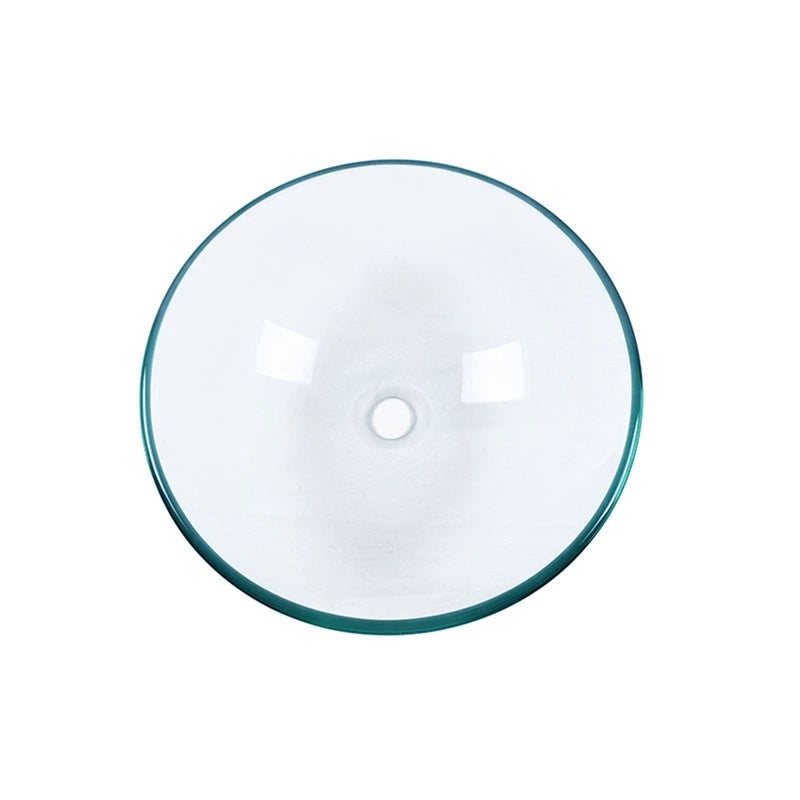 Lavabo da appoggio in vetro trasparente 380x380x130 mm senza piletta