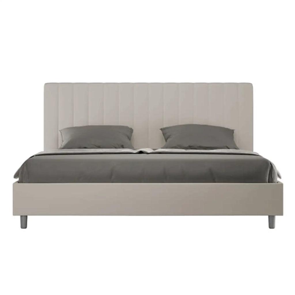 Letto matrimoniale king size senza rete imbottito 200x210 similpelle tortora Agueda