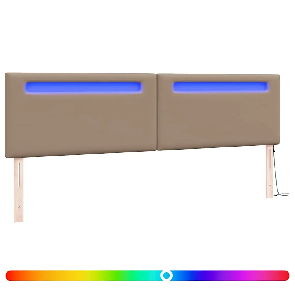 Testiera LED-Testata con Luci LED Cappuccino 200 cm Pelle Sintetica