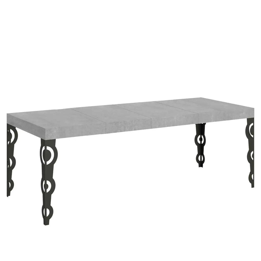 Tavolo allungabile 160/264x90 cm Karamay Premium colore cemento gambe antracite