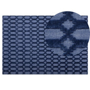 Tappeto Blu Viscosa 140 x 200 cm Motivo Geometrico Tessuto a Mano Flatweave