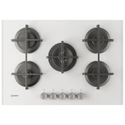 Indesit ING 72T-WH, Piano Cottura a Gas, 5 Fuochi, Vetro Bianco, 75 cm