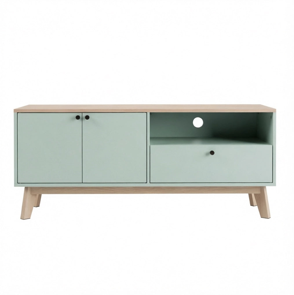 Mobile TV 120 cm verde chiaro e rovere in MDF