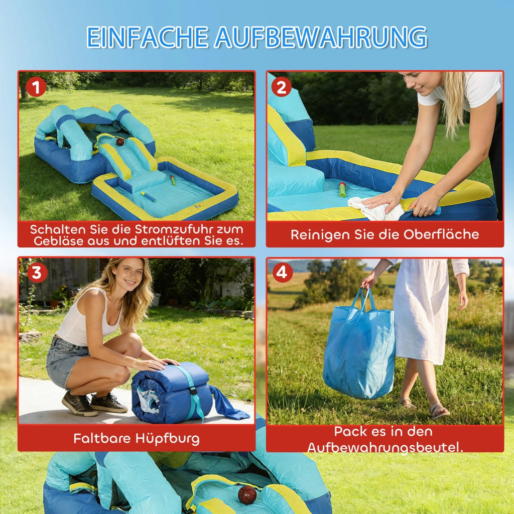 Castello Gonfiabile con Scivolo e Piscina ¨C zephmum ¨C Blu 364x173x182 cm