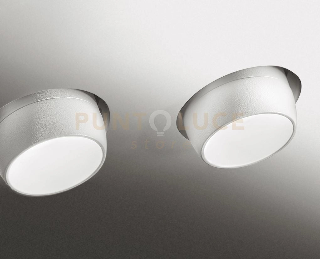 LELANTO faretto Incasso Orientabile 2 Luci attacco GU10 Bianco in alluminio e gesso l.20cm