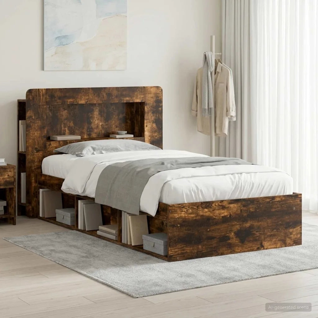 Telaio del letto con storage Rovere Fumo 75 x 190 cm