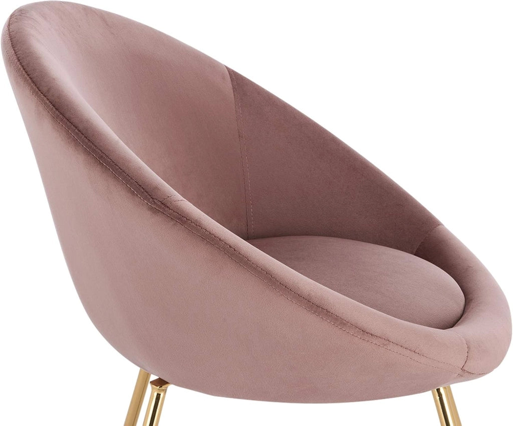 1x Sedie sala da pranzo Sedie cucina moderne poltrona, Adatte per Sala pranzo Soggiorno, Camera da Letto, Schienale, Tessuto di velluto, Oro Metallo, Rosa BH217rs-1