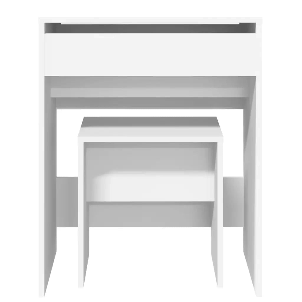 Toeletta | Tavolo da Trucco e Sgabello Bianco 60x40x113,5 cm