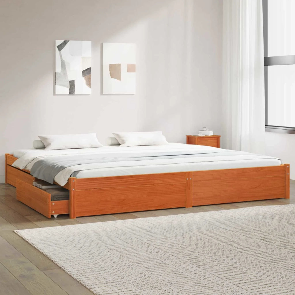 Struttura del letto con cassetto Marrone cerato 200 x 200 cm
