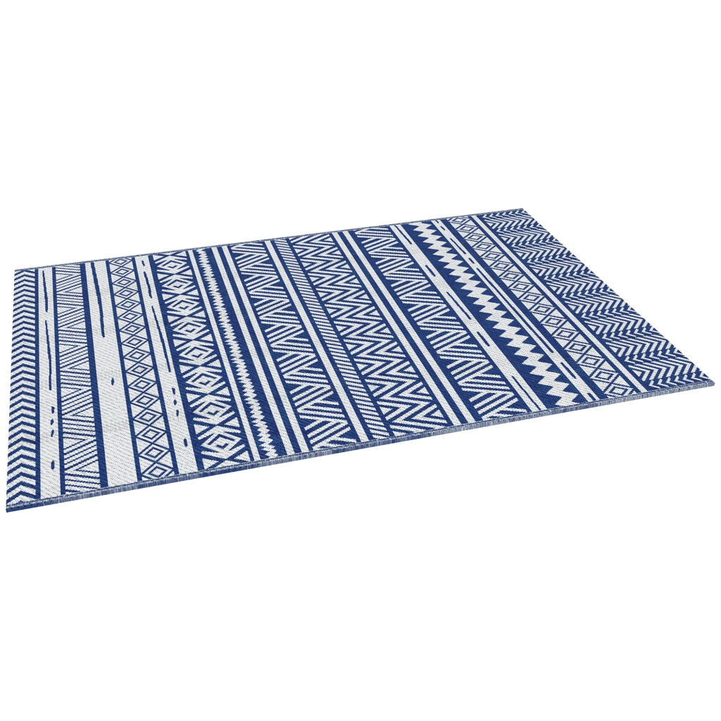 Tappeto per Esterno Pieghevole e Reversibile ¨C zephmum ¨C Polipropilene Blu e Bianco 182x274 cm