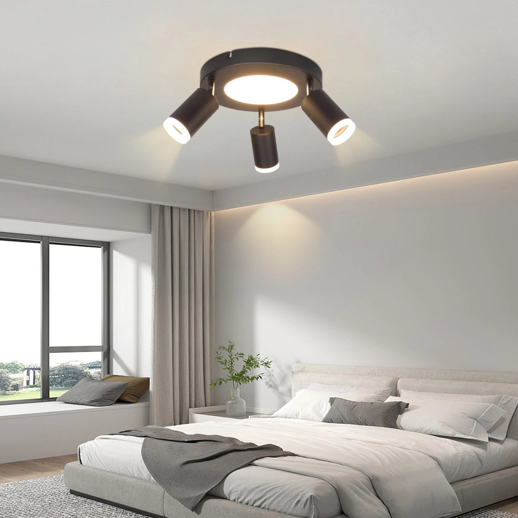 ZMH Faretto da soffitto 3 lampadine GU10 20W camera 3000k nero lampada cucina orientabile 350 orientabile in metallo