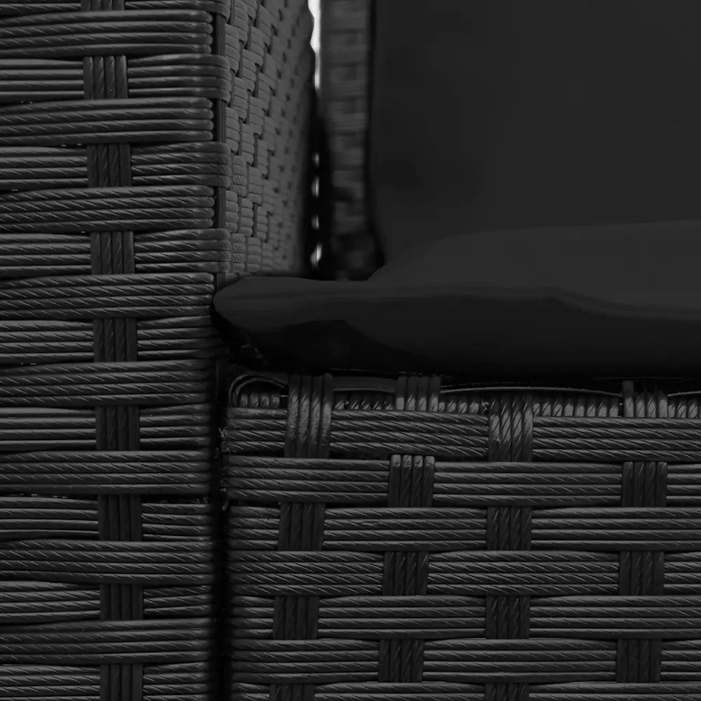 vidaXL Divano da Giardino con Cuscini in Polyrattan Nero