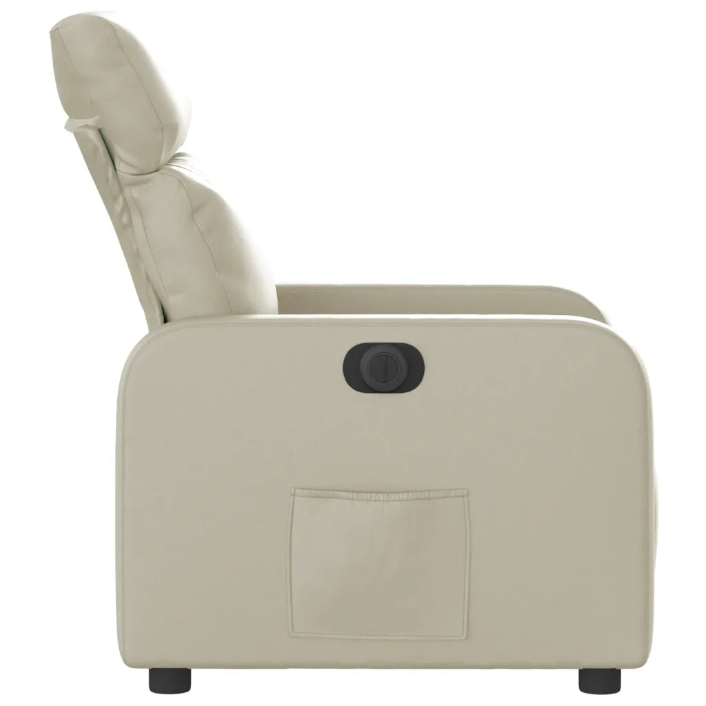 Poltrona | Sedia Relax Reclinabile Elettrica Crema in Similpelle
