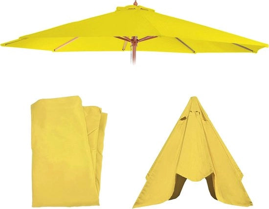 Hoes di ricambio per ombrellone Ø 3,5 m - Giallo, idrorepellente e antigraffio, adatto per 6 o 8 stanghe