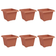 Fioriere | Cassetta per fiori | Vaso quadrato per fiori 6 pz Rosso Mattone 23 x 23 x 17,5 cm