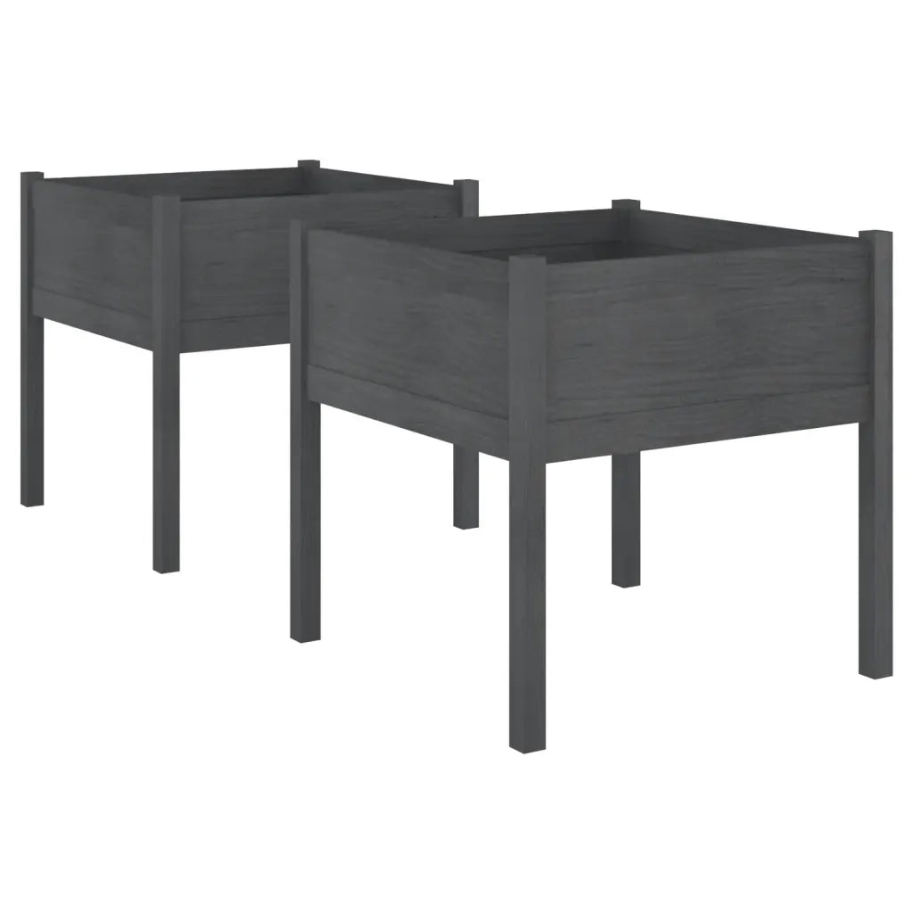 2 pz Fioriere | Cassetta per fiori | Vaso da Giardino Grigie 70x70x70 cm in Legno di Pino