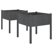 2 pz Fioriere | Cassetta per fiori | Vaso da Giardino Grigie 70x70x70 cm in Legno di Pino