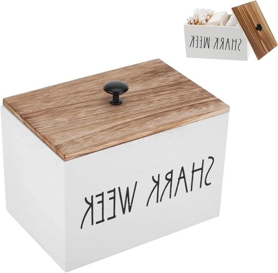 Organizzatore di bagno premium per donne con contenitore di stoccaggio decorativo in legno.