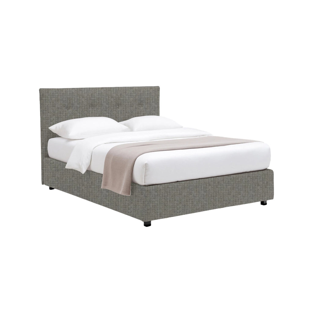Preston, Letto Matrimoniale Sfoderabile Made in Italy, Grigio Cenere