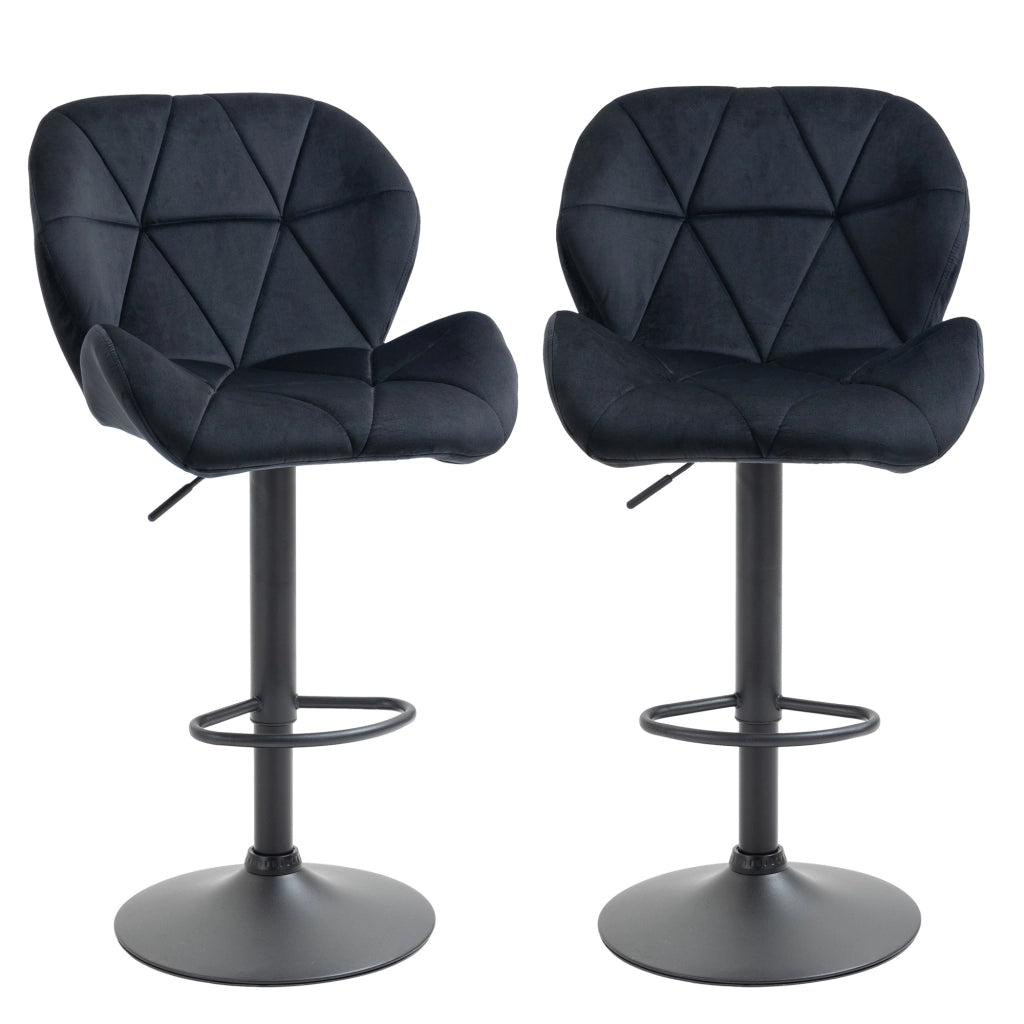 Set 2 Sgabelli da Bar Girevoli ¨C Xylo ¨C Velluto Nero con Schienale Regolabili in Altezza 51,5x57,5x93-114,5cm