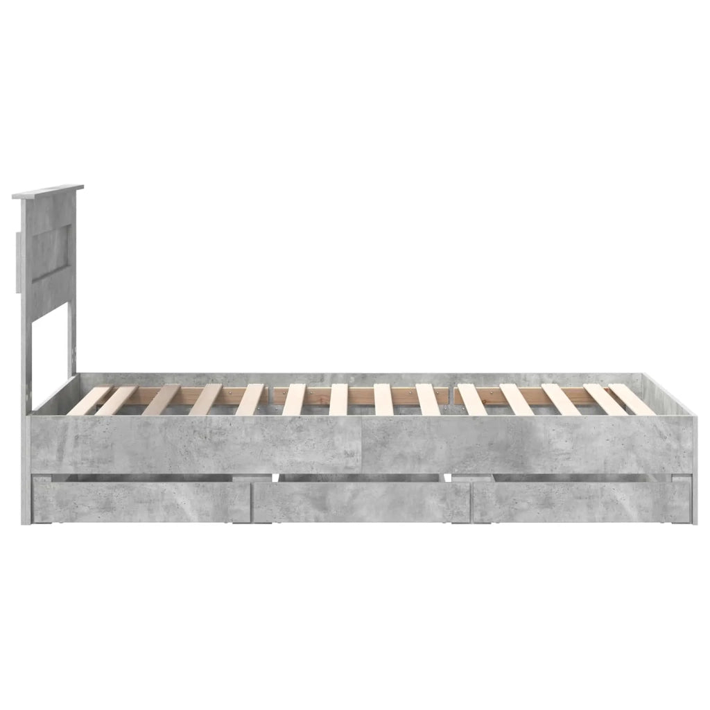 Struttura del letto con cassetto Grigio cemento 75 x 190 cm
