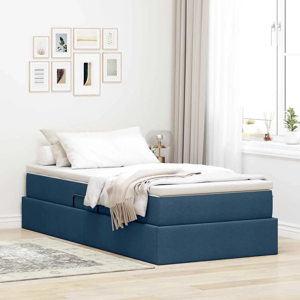 Letto con contenitore e materasso Blu 90 x 190 cm Poliestere